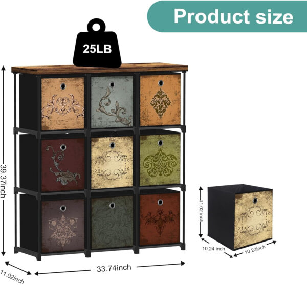 Storage Tower Unit with 12 Drawers, Vintage Floral Cube Organizer Shelf, Tall Fabric Dresser for Bedroom, Closet, Nursery, Hallway, Entryway