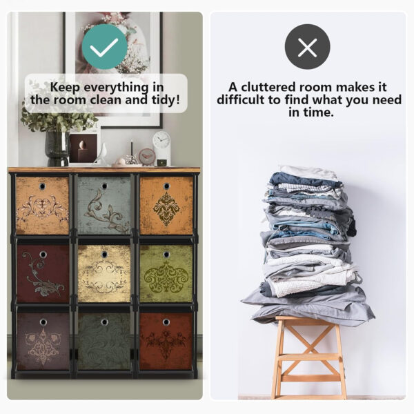 Storage Tower Unit with 12 Drawers, Vintage Floral Cube Organizer Shelf, Tall Fabric Dresser for Bedroom, Closet, Nursery, Hallway, Entryway