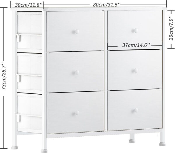 688bc253de948c49f02c0693b9d1b1fd57a7ec58187a7b96832ee.jpg BOLUO White Dresser for Bedroom 6 Drawer Organizers Fabric Storage Chest Tower Small Dressers Unit for Closet Nursery Hallway Office, Kids and Adult Modern