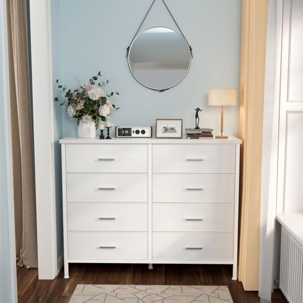 688bc263866ff7ed94cbceb03493be320cf8cd44fef6dfb22aea6.jpg BOLUO White Dresser for Bedroom 6 Drawer Organizers Fabric Storage Chest Tower Small Dressers Unit for Closet Nursery Hallway Office, Kids and Adult Modern