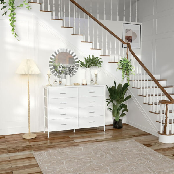 688bc264eab2c97bd1a24ca1aa653e33a063f28e97ce0c907d204.jpg BOLUO White Dresser for Bedroom 6 Drawer Organizers Fabric Storage Chest Tower Small Dressers Unit for Closet Nursery Hallway Office, Kids and Adult Modern