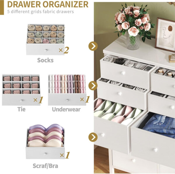 688bc26f6608864957bfbbc8004d4b345b8a47c7682baf6920a03.jpg BOLUO White Dresser for Bedroom 6 Drawer Organizers Fabric Storage Chest Tower Small Dressers Unit for Closet Nursery Hallway Office, Kids and Adult Modern