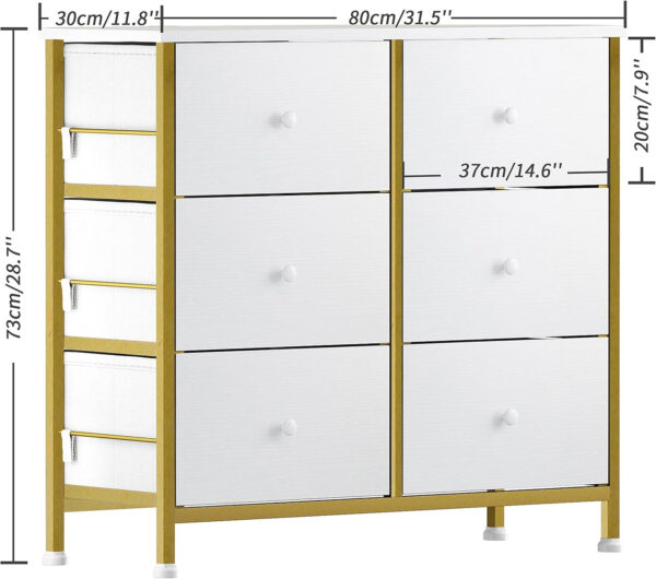 688bc274dc7acf7e5aca927d95f232a9d176a4b06804b9505b479.jpg BOLUO White Dresser for Bedroom 6 Drawer Organizers Fabric Storage Chest Tower Small Dressers Unit for Closet Nursery Hallway Office, Kids and Adult Modern
