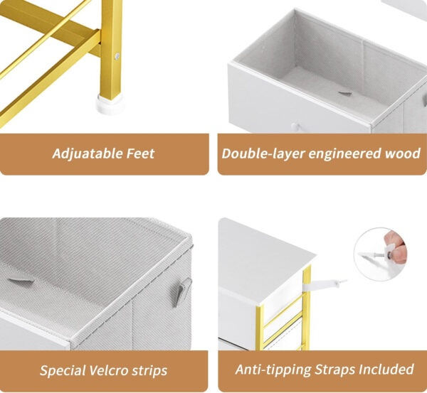 688bc277bfbdd6c6d3f3810d0bc482b2f3329183abddf8ab3eaef.jpg BOLUO White Dresser for Bedroom 6 Drawer Organizers Fabric Storage Chest Tower Small Dressers Unit for Closet Nursery Hallway Office, Kids and Adult Modern