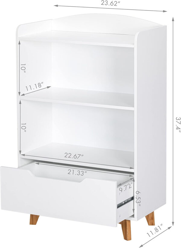 UTEX Kids Bookshelf, Children Bookcases with Storage and Drawer, Wood Kids Toy Storage Organizer for Playroom, Nursery School, White