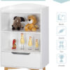 UTEX Kids Bookshelf, Children Bookcases with Storage and Drawer, Wood Kids Toy Storage Organizer for Playroom, Nursery School, White