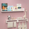 Dual-Guard Nursery Book Shelves Set of 4, Wood Floating Shelves for Nursery Room Wall Decor, Wall Mount Kids Bookshelf for Baby Bedroom Storage, Toddler Toy Hanging Wall Organizer - White