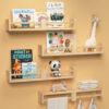Dual-Guard Nursery Book Shelves Set of 4, Wood Floating Shelves for Nursery Room Wall Decor, Wall Mount Kids Bookshelf for Baby Bedroom Storage, Toddler Toy Hanging Wall Organizer - White
