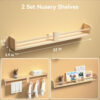 Dual-Guard Nursery Book Shelves Set of 4, Wood Floating Shelves for Nursery Room Wall Decor, Wall Mount Kids Bookshelf for Baby Bedroom Storage, Toddler Toy Hanging Wall Organizer - White