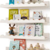 Kids' Bookshelf Set of 4 - White Floating Nursery Book Shelves, Picture Ledge Shelf for Wall Decor and Storage - Perfect for Books, Toys, Photo Frames, and Nursery Décor