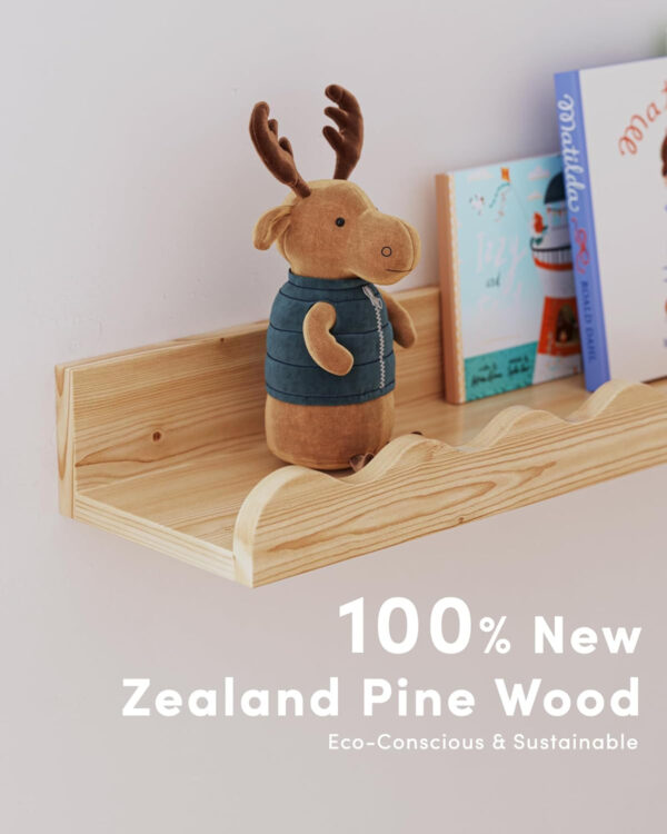 Kids' Bookshelf Set of 4 - White Floating Nursery Book Shelves, Picture Ledge Shelf for Wall Decor and Storage - Perfect for Books, Toys, Photo Frames, and Nursery Décor