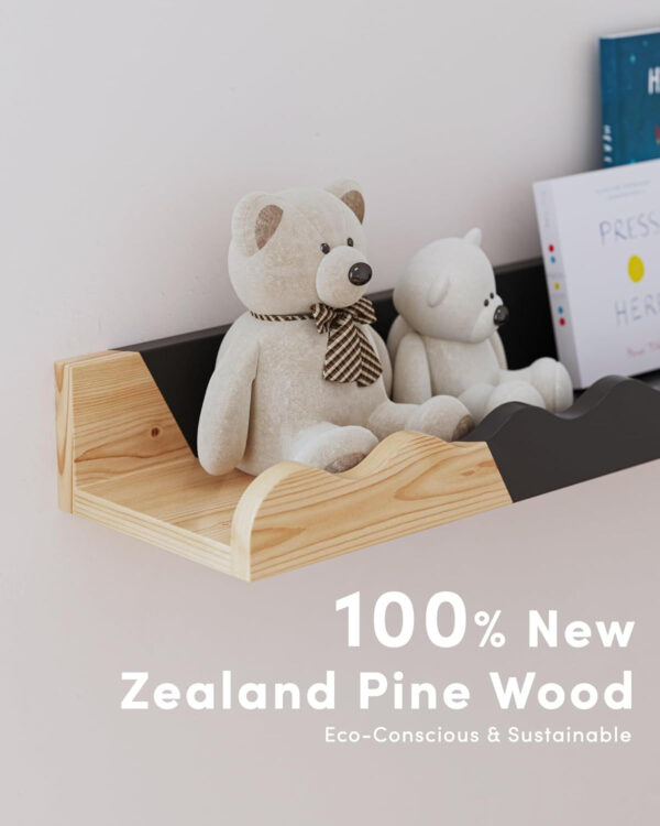 Kids' Bookshelf Set of 4 - White Floating Nursery Book Shelves, Picture Ledge Shelf for Wall Decor and Storage - Perfect for Books, Toys, Photo Frames, and Nursery Décor