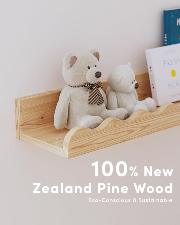 Kids' Bookshelf Set of 4 - White Floating Nursery Book Shelves, Picture Ledge Shelf for Wall Decor and Storage - Perfect for Books, Toys, Photo Frames, and Nursery Décor