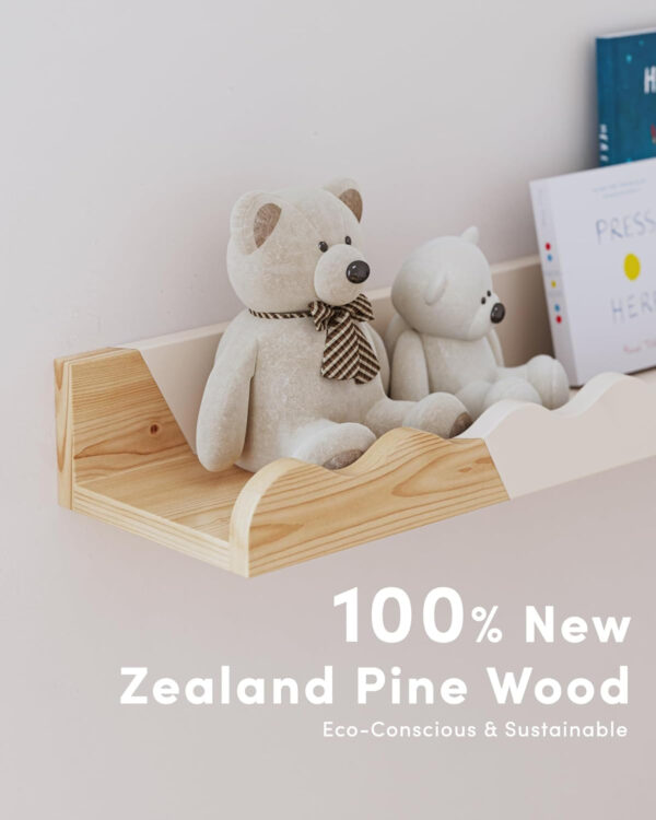 Kids' Bookshelf Set of 4 - White Floating Nursery Book Shelves, Picture Ledge Shelf for Wall Decor and Storage - Perfect for Books, Toys, Photo Frames, and Nursery Décor