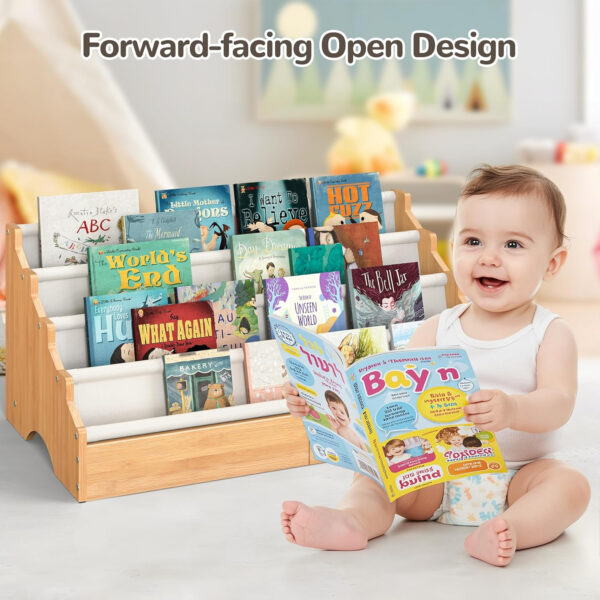 688bc3f8c0c7dc159d06b3e54509c04ad087bf4031043dc12cd65.jpg ELYKEN Toddler Bookshelf for Kids Rooms, Nursery Book Shelves with Open Forward Display, Montessori Book shelf for Baby Room, Small Children Classroom Books Rack Storage, Reading Corner for Kid, Beige