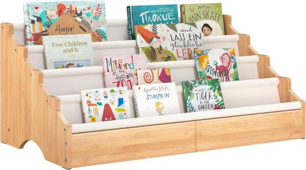688bc3fccf7df1f8024e8e9e83d72ee8960aab08e9d47ca65fc12.jpg ELYKEN Toddler Bookshelf for Kids Rooms, Nursery Book Shelves with Open Forward Display, Montessori Book shelf for Baby Room, Small Children Classroom Books Rack Storage, Reading Corner for Kid, Beige