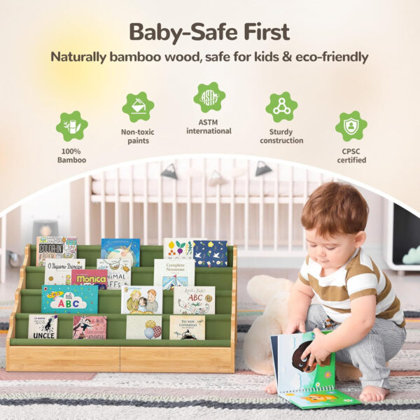 688bc40094a0e05ed2402c78082dae6395c7d9e219ed6daaef0d3.jpg ELYKEN Toddler Bookshelf for Kids Rooms, Nursery Book Shelves with Open Forward Display, Montessori Book shelf for Baby Room, Small Children Classroom Books Rack Storage, Reading Corner for Kid, Beige