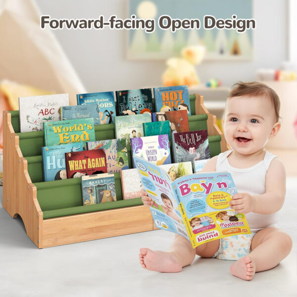 688bc40350b3fcd6cfd86042eda63b6929e954a8330af29b933e3.jpg ELYKEN Toddler Bookshelf for Kids Rooms, Nursery Book Shelves with Open Forward Display, Montessori Book shelf for Baby Room, Small Children Classroom Books Rack Storage, Reading Corner for Kid, Beige