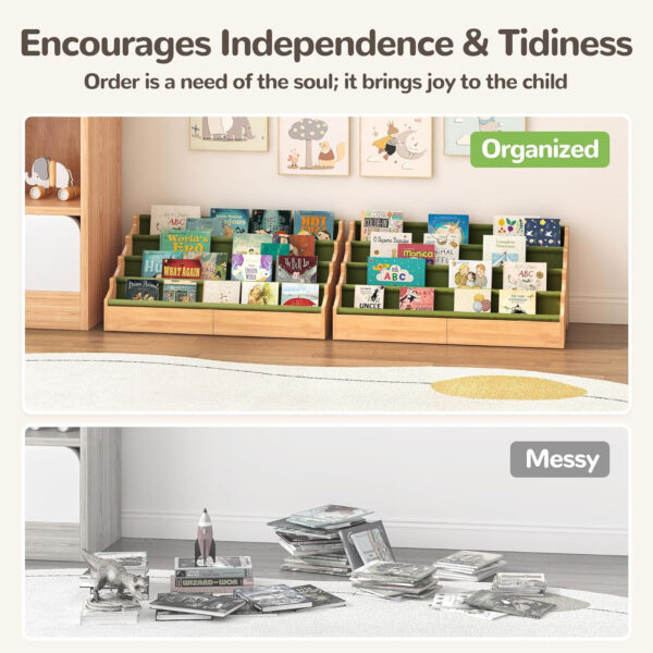 688bc40498b1287488ff7ac15bc9588527fa5487f533926d840d3.jpg ELYKEN Toddler Bookshelf for Kids Rooms, Nursery Book Shelves with Open Forward Display, Montessori Book shelf for Baby Room, Small Children Classroom Books Rack Storage, Reading Corner for Kid, Beige