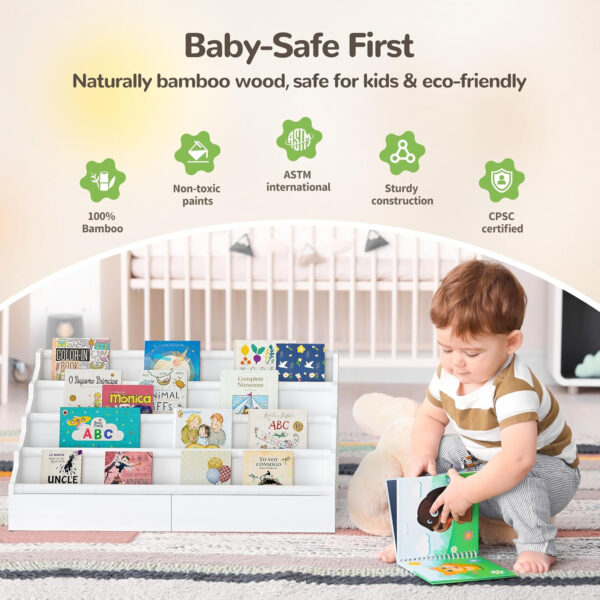 688bc40a4b67f810be069792994a28e9ce21f80782d153129b8f5.jpg ELYKEN Toddler Bookshelf for Kids Rooms, Nursery Book Shelves with Open Forward Display, Montessori Book shelf for Baby Room, Small Children Classroom Books Rack Storage, Reading Corner for Kid, Beige