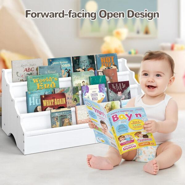 688bc40cb4976ffa4bf93f875d735ec25cd13b0372ce6e87af6fd.jpg ELYKEN Toddler Bookshelf for Kids Rooms, Nursery Book Shelves with Open Forward Display, Montessori Book shelf for Baby Room, Small Children Classroom Books Rack Storage, Reading Corner for Kid, Beige