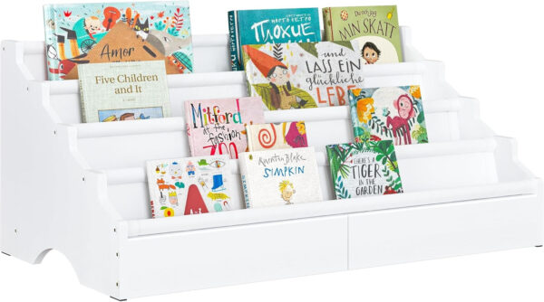 688bc410b3740b4e10ea7c123666a46bf4546636b73e868746cc7.jpg ELYKEN Toddler Bookshelf for Kids Rooms, Nursery Book Shelves with Open Forward Display, Montessori Book shelf for Baby Room, Small Children Classroom Books Rack Storage, Reading Corner for Kid, Beige