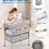 Baby Changing Table, Versatile Folding Changing Table, Waterproof Diaper Changing Station, Adjustable Height with 2 Drawers,Baby Changing Station, Mobile Nursery for Infant and Newborn