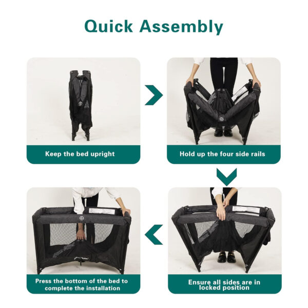 Pamo Babe Travel Foldable Portable Bassinet Baby Infant Comfortable Play Yard Crib Cot with Soft Mattress Breathable Mesh Walls, and Carry Bag Blue