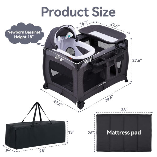 Pamo Babe Portable Playpen Foldable Playard for Baby and Toddler Mattress, Changing Table for Newborn Portable Playard