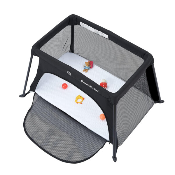 Pamo Babe Travel Crib - Lightweight Baby Playard with Zip Door, Carry Bag for Airplane - Easy to Carry
