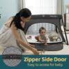 Pamo Babe Travel Crib - Lightweight Baby Playard with Zip Door, Carry Bag for Airplane - Easy to Carry