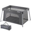 VEVOR Baby Travel Crib and Play Yard, Folding Baby Playpen with Zipper Gate & Soft Mattress, Portable Toddler Crib with Breathable Mesh, Travel Bag, Indoor/Outdoor Kids Activity Center for 0-36 Months