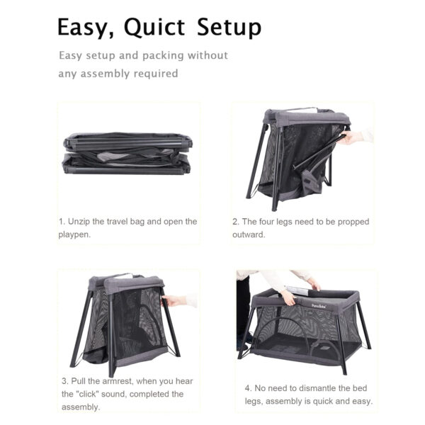 Pamo Babe Travel Crib Lightweight Playpen Baby Playard with Bassinet Portable Mini Playard