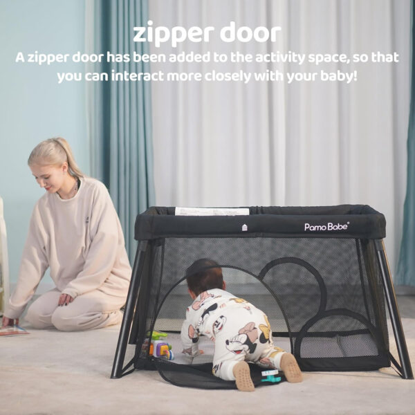 Pamo Babe Travel Crib Lightweight Playpen Baby Playard with Bassinet Portable Mini Playard