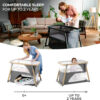 Kinderkraft Sofi Portable Travel Crib for Baby, Convertible Sleeping Cot 4 in 1 with Easy to Pack Playpen, Comfortable Bassinet Mattress and an Additional Cradle Function