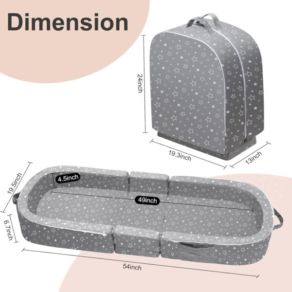 688bc7cb19ff8b0a6c3ad39e2923f23587987ef6e1adb165603ec.jpg REAWUL Foldable Toddler Travel Bed, Portable Folding Floor Bed with Washable Cover,Soft and Safe Foam Crib,Grey