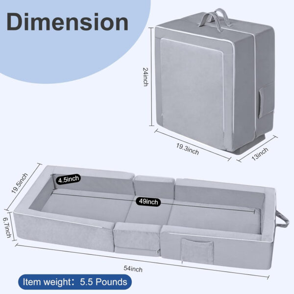 688bc7d5aa6d79c6810d27f26274e546e1c59d8a1188474a89610.jpg REAWUL Foldable Toddler Travel Bed, Portable Folding Floor Bed with Washable Cover,Soft and Safe Foam Crib,Grey