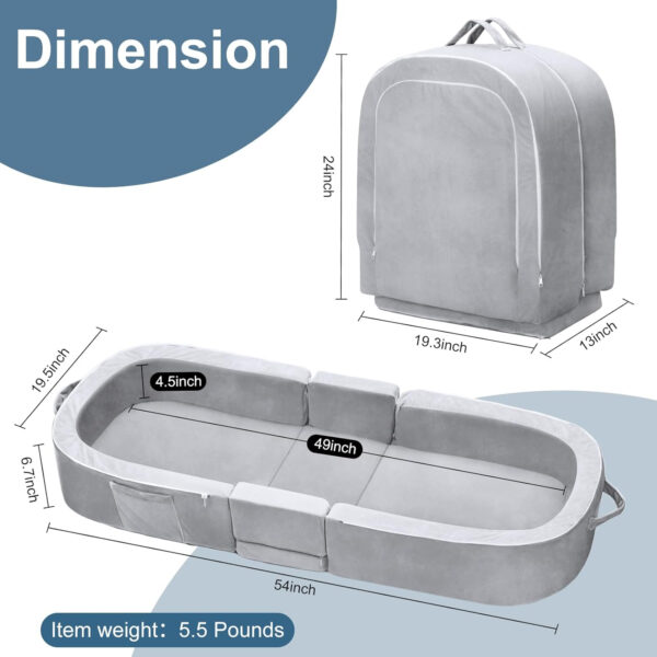 688bc7ed07b9f4d775687652c3139c5da37ce0e39f5c5aa9647b3.jpg REAWUL Foldable Toddler Travel Bed, Portable Folding Floor Bed with Washable Cover,Soft and Safe Foam Crib,Grey