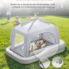 QPAU Inflatable Toddler Travel Bed with Tent, Baby Crib Tent, Portable Kids Air Mattress with Safety Bumpers, Ideal for Home, Grandma's, Camping, Traveling -Includes Fast Electric Pump