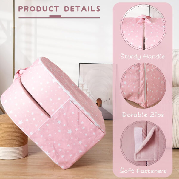 BYBYME Portable Toddler Travel Bed - Waterproof Foldable Floor Crib with Washable Fitted Sheet - Ideal Folding Toddler Cots for Sleeping and Sleepovers (Pink)