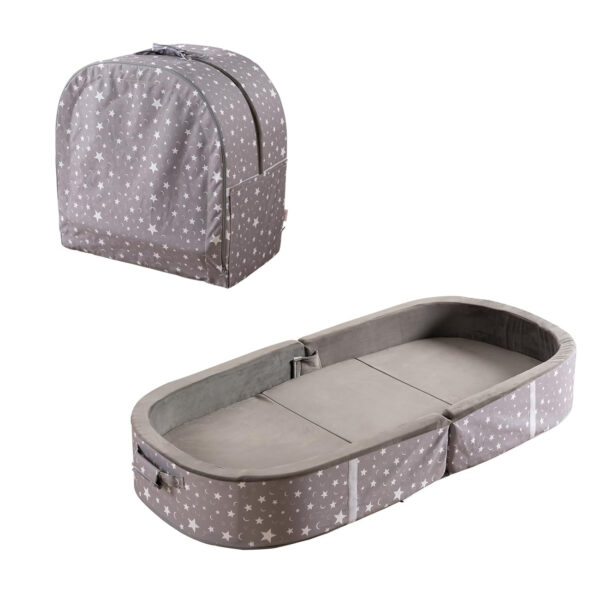 BYBYME Portable Toddler Travel Bed - Waterproof Foldable Floor Crib with Washable Fitted Sheet - Ideal Folding Toddler Cots for Sleeping and Sleepovers (Pink)