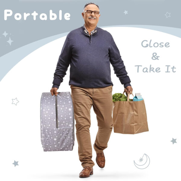 BYBYME Portable Toddler Travel Bed - Waterproof Foldable Floor Crib with Washable Fitted Sheet - Ideal Folding Toddler Cots for Sleeping and Sleepovers (Pink)