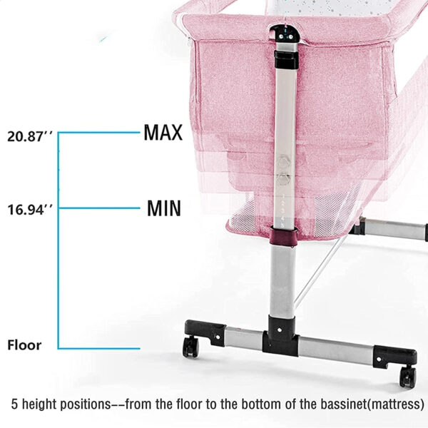 3 in 1 Travel Baby Crib,Baby Bed with Breathable Net,Adjustable Portable Bed for Infant/Baby with Detachable Mosquito net and Mattress,Pink