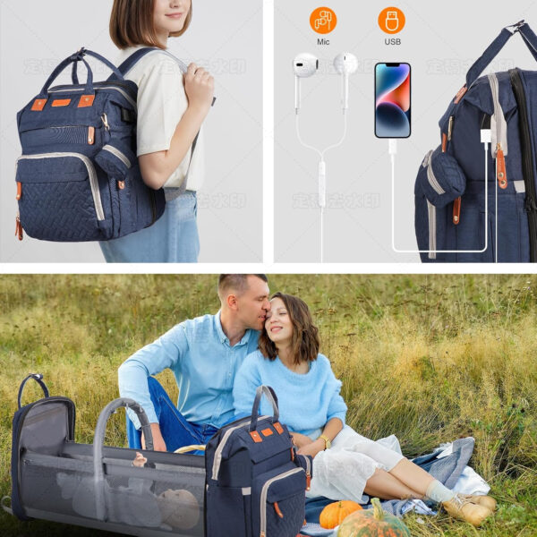 Diaper Bag, Baby Essentials, Multi-functional Large-capacity Diaper Bag Backpack, Best Gift for Newborns with Diaper Changing Station, Travel Essentials Diaper Bag Backpack (Pink)