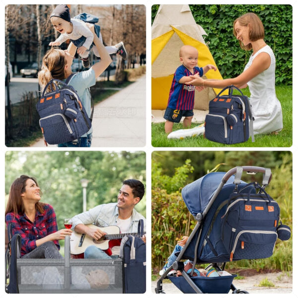 Diaper Bag, Baby Essentials, Multi-functional Large-capacity Diaper Bag Backpack, Best Gift for Newborns with Diaper Changing Station, Travel Essentials Diaper Bag Backpack (Pink)