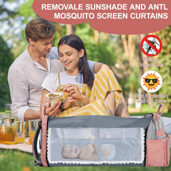 Diaper Bag, Baby Essentials, Multi-functional Large-capacity Diaper Bag Backpack, Best Gift for Newborns with Diaper Changing Station, Travel Essentials Diaper Bag Backpack (Pink)