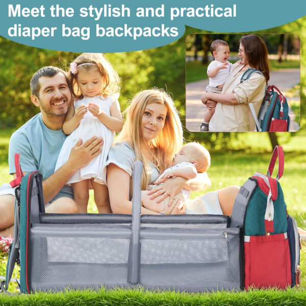 Diaper Bag, Baby Essentials, Multi-functional Large-capacity Diaper Bag Backpack, Best Gift for Newborns with Diaper Changing Station, Travel Essentials Diaper Bag Backpack (Pink)