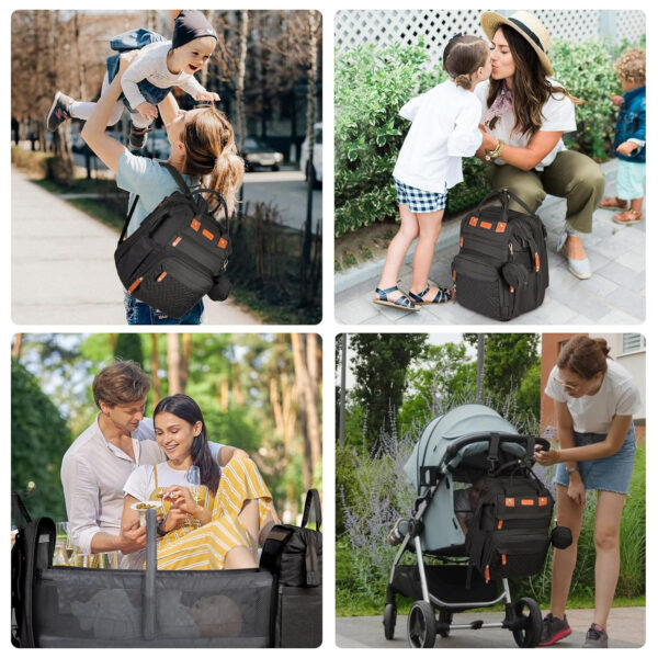 Diaper Bag, Baby Essentials, Multi-functional Large-capacity Diaper Bag Backpack, Best Gift for Newborns with Diaper Changing Station, Travel Essentials Diaper Bag Backpack (Pink)