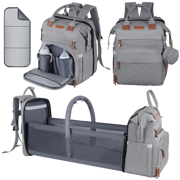 Diaper Bag, Baby Essentials, Multi-functional Large-capacity Diaper Bag Backpack, Best Gift for Newborns with Diaper Changing Station, Travel Essentials Diaper Bag Backpack (Pink)