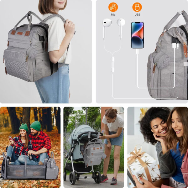 Diaper Bag, Baby Essentials, Multi-functional Large-capacity Diaper Bag Backpack, Best Gift for Newborns with Diaper Changing Station, Travel Essentials Diaper Bag Backpack (Pink)